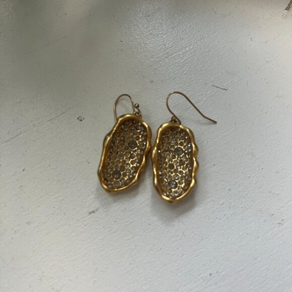 Alexis Bittar Molten Gold & Crystal Dangle Earrings - Picture 3 of 4